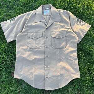 Creighton USMC Short Sleeve Shirt Size L Military Vintage 1960s